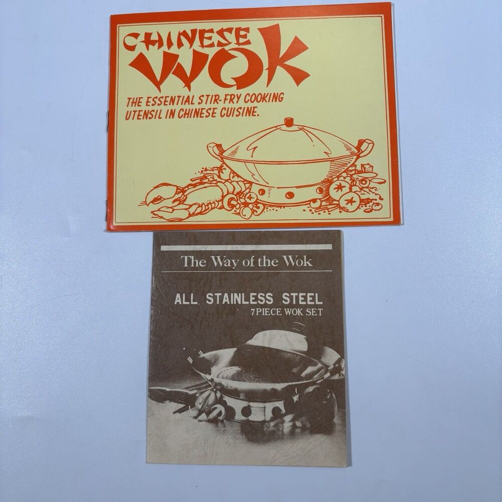 The Way of the Wok ALL STAINLESS STEEL 7 PIECE WOK SET Recipe Cookbook Booklets